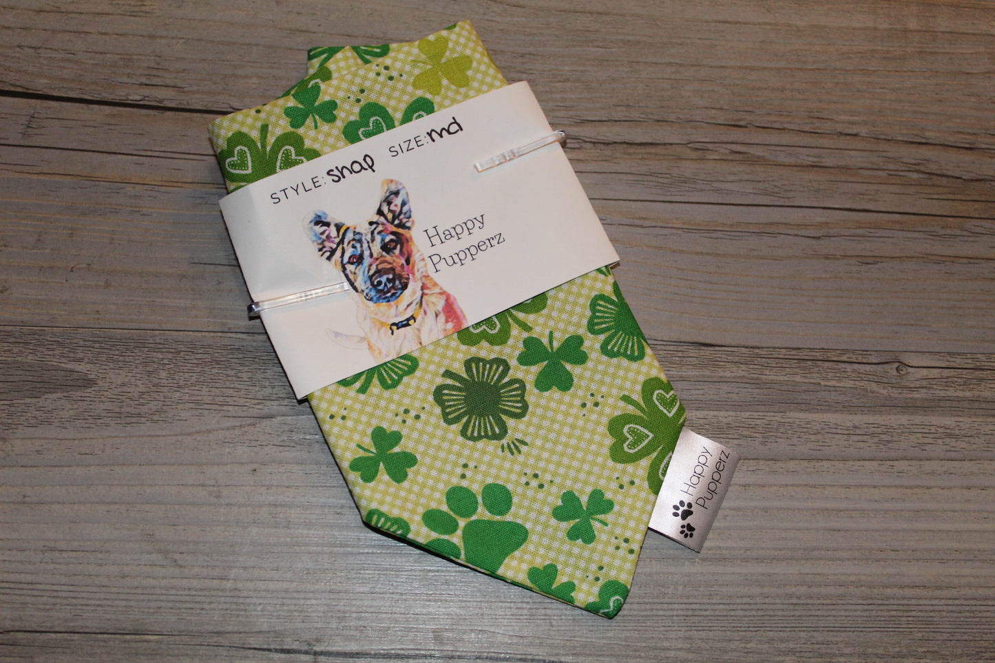 Shamrocks and paw print St. Patricks Day bandana