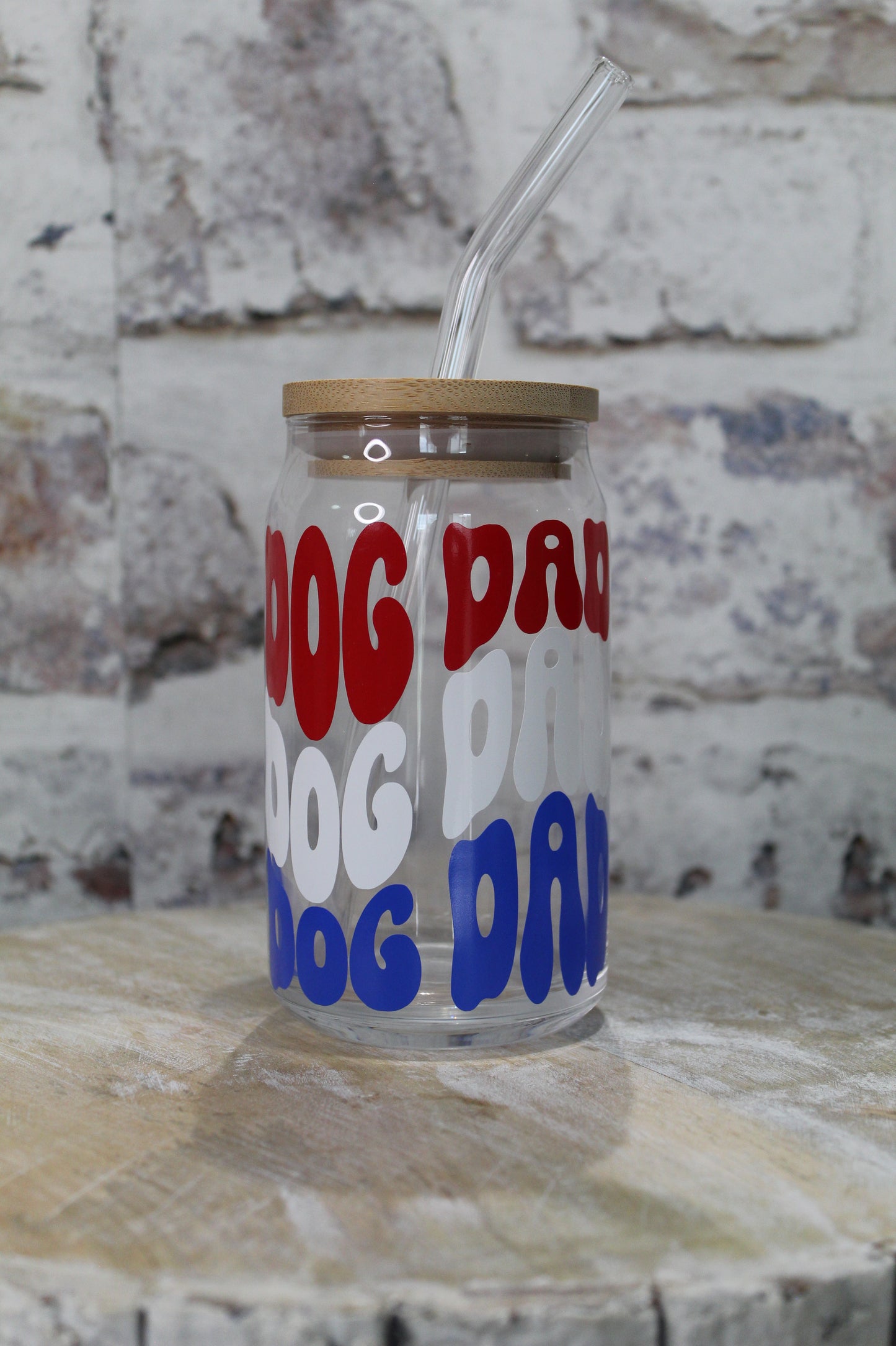 Dog dad beer can glass