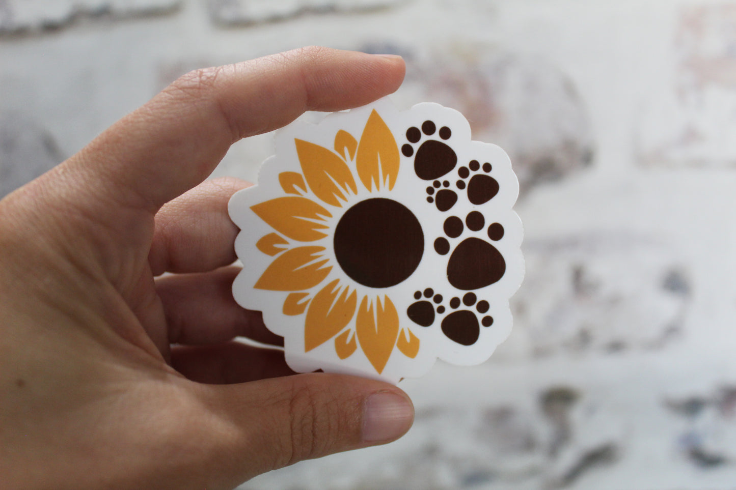 Sunflower paw print sticker