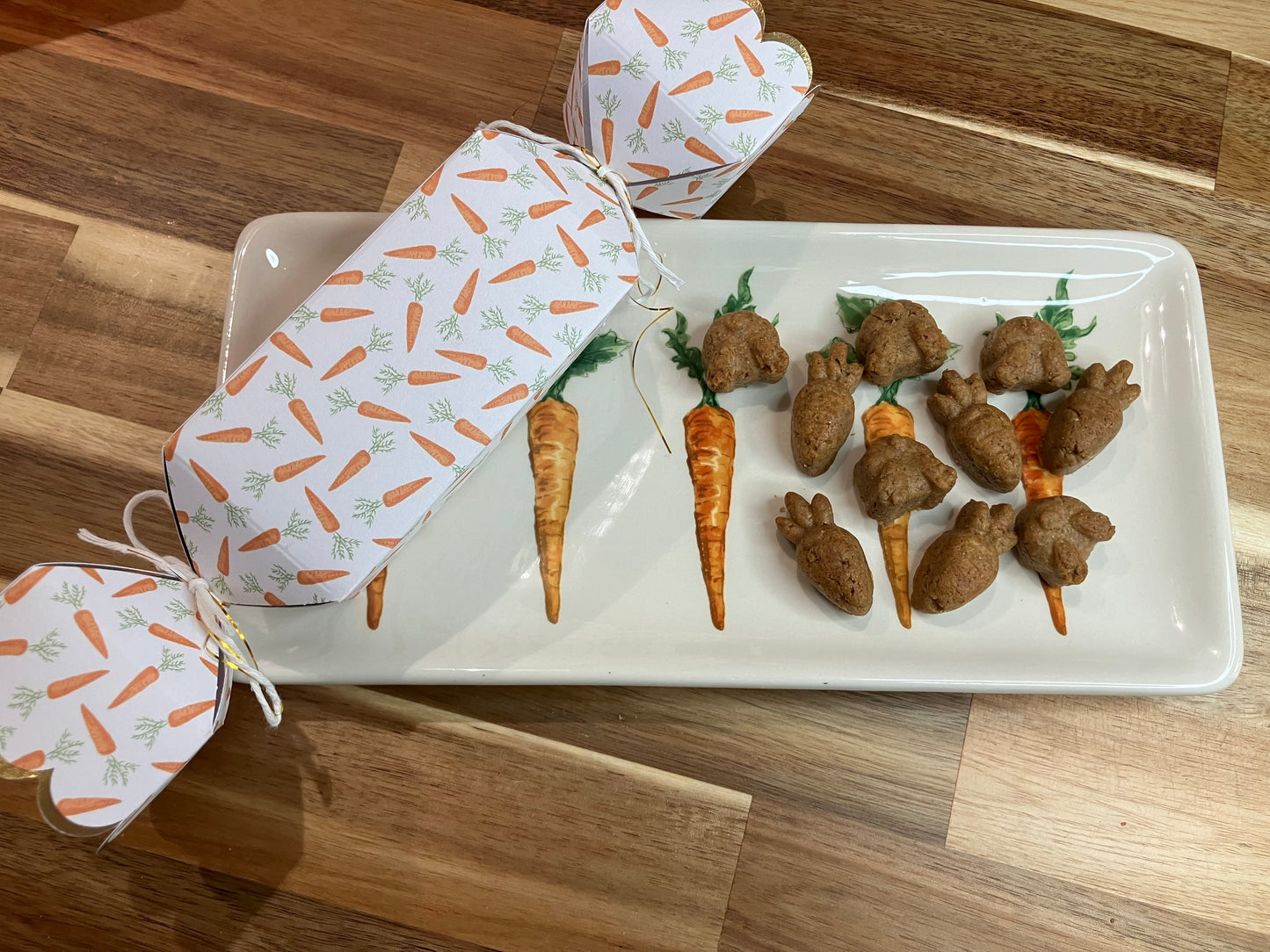 Carrot box with peanut butter treats