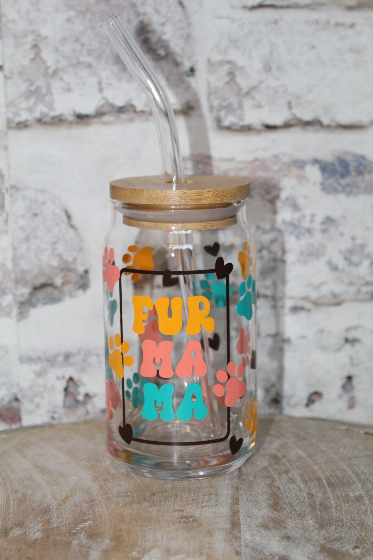 Fur Mama Beer Can Glass