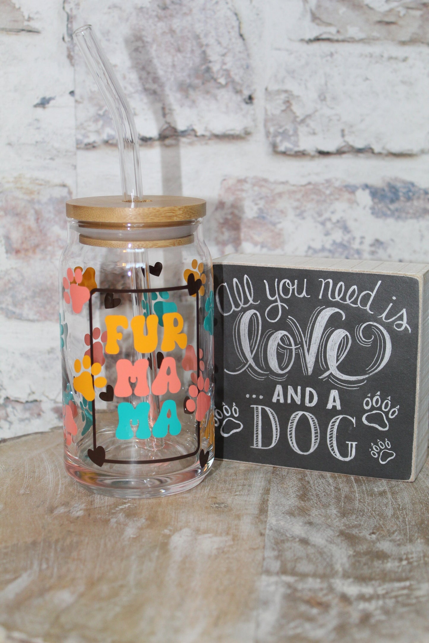 Fur Mama Beer Can Glass