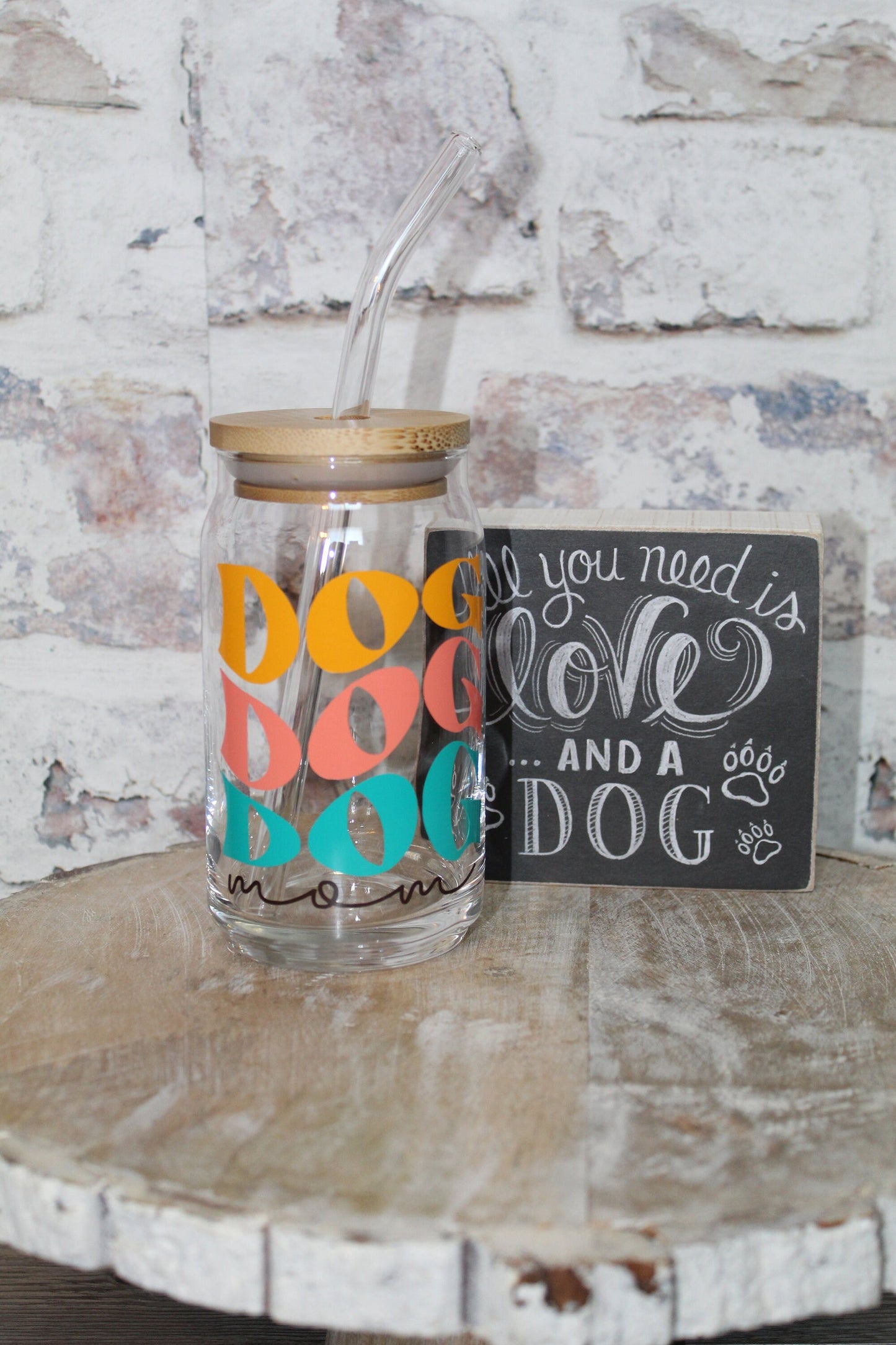 Dog Mom Beer Can Glass