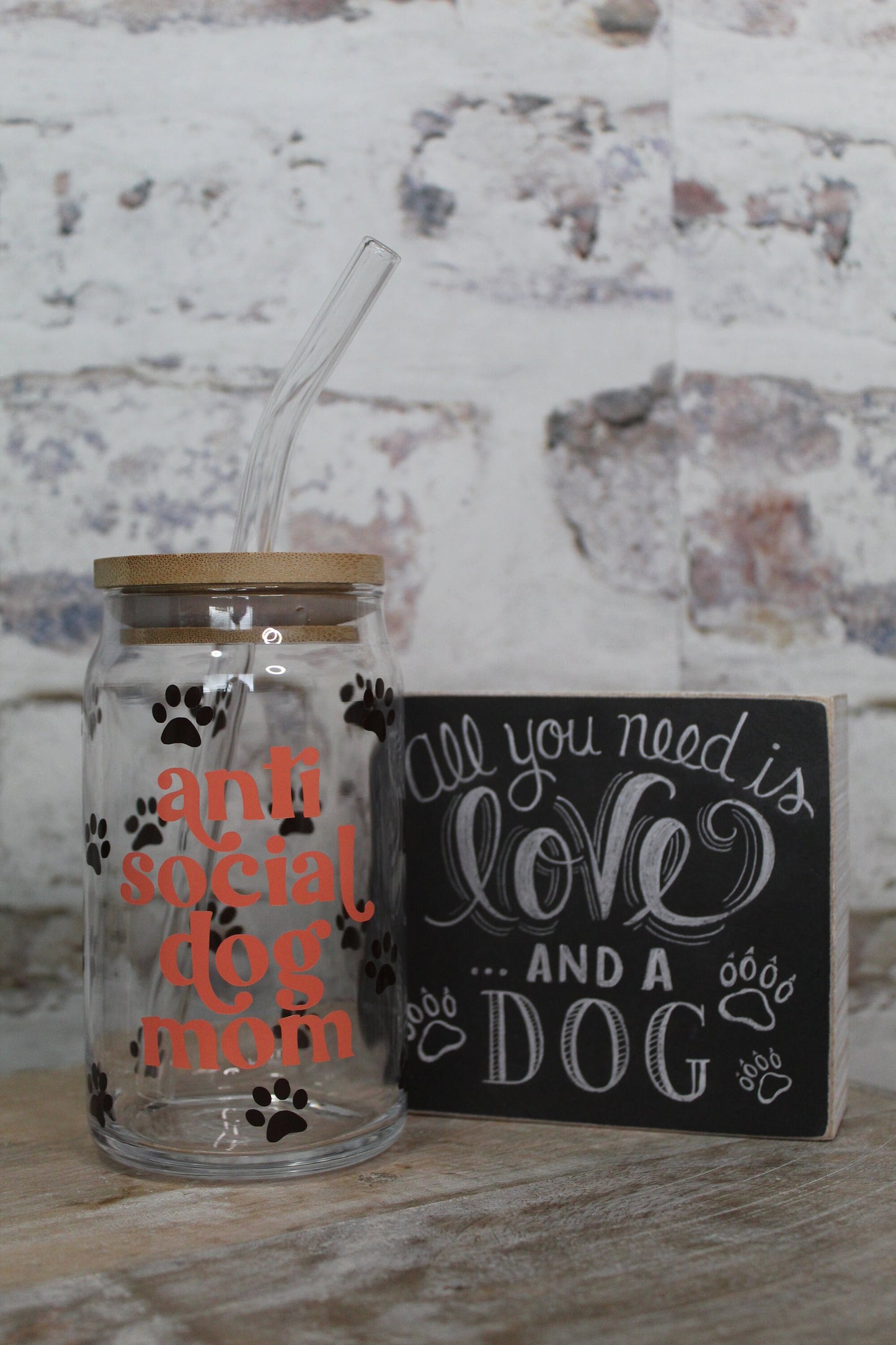 Anti Social Dog Mom Beer Can Glass