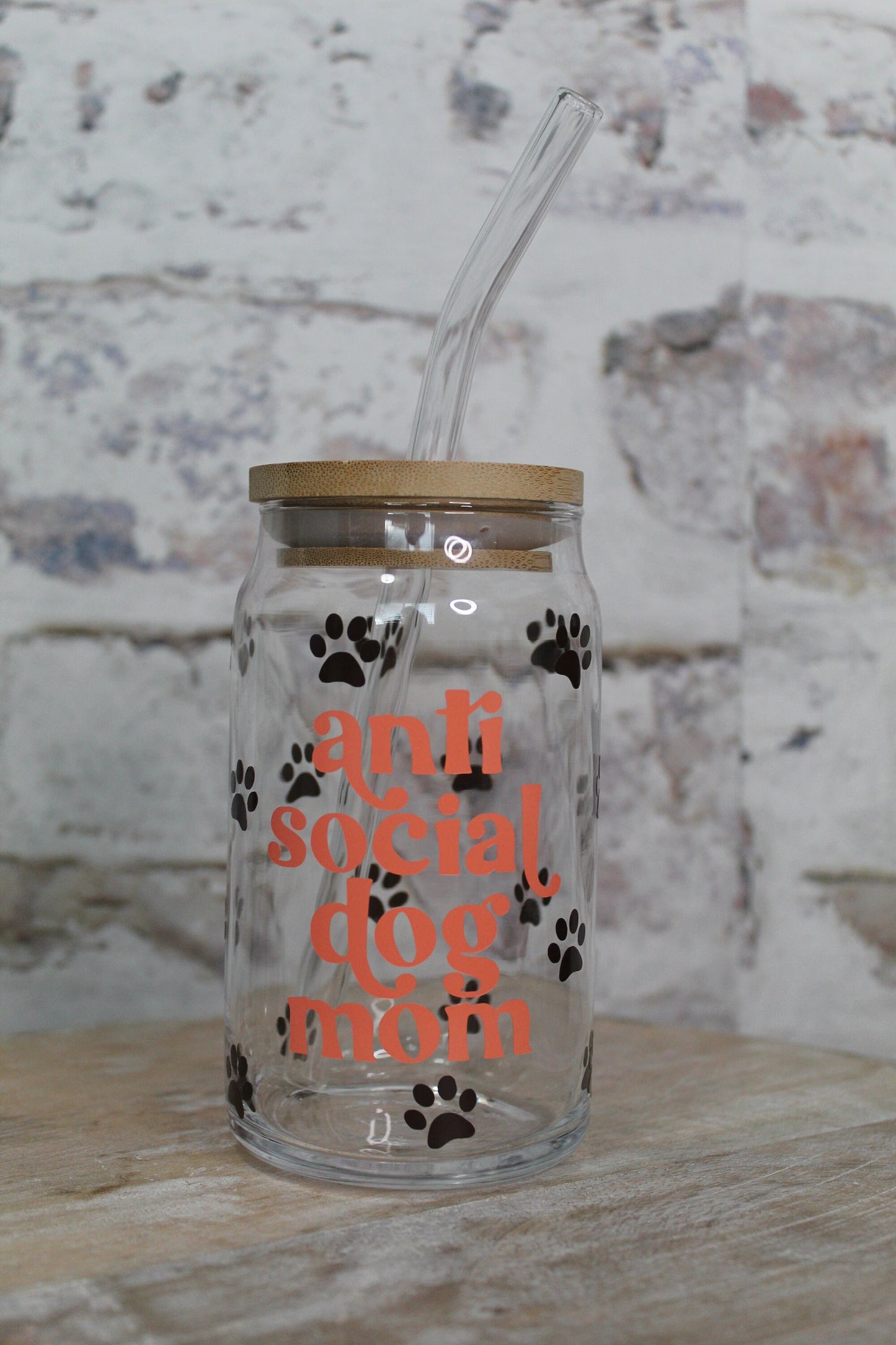 Anti Social Dog Mom Beer Can Glass