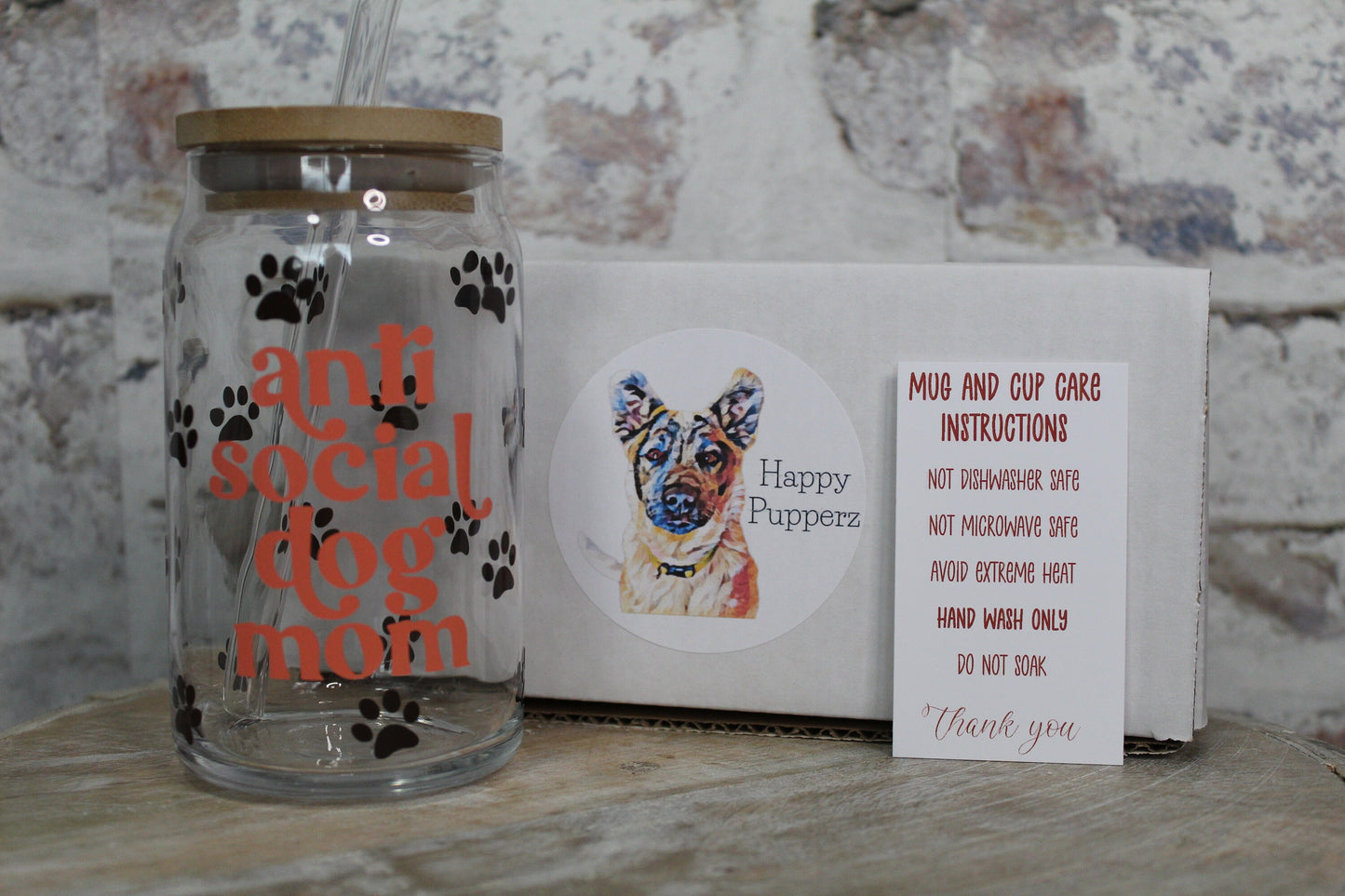 Anti Social Dog Mom Beer Can Glass