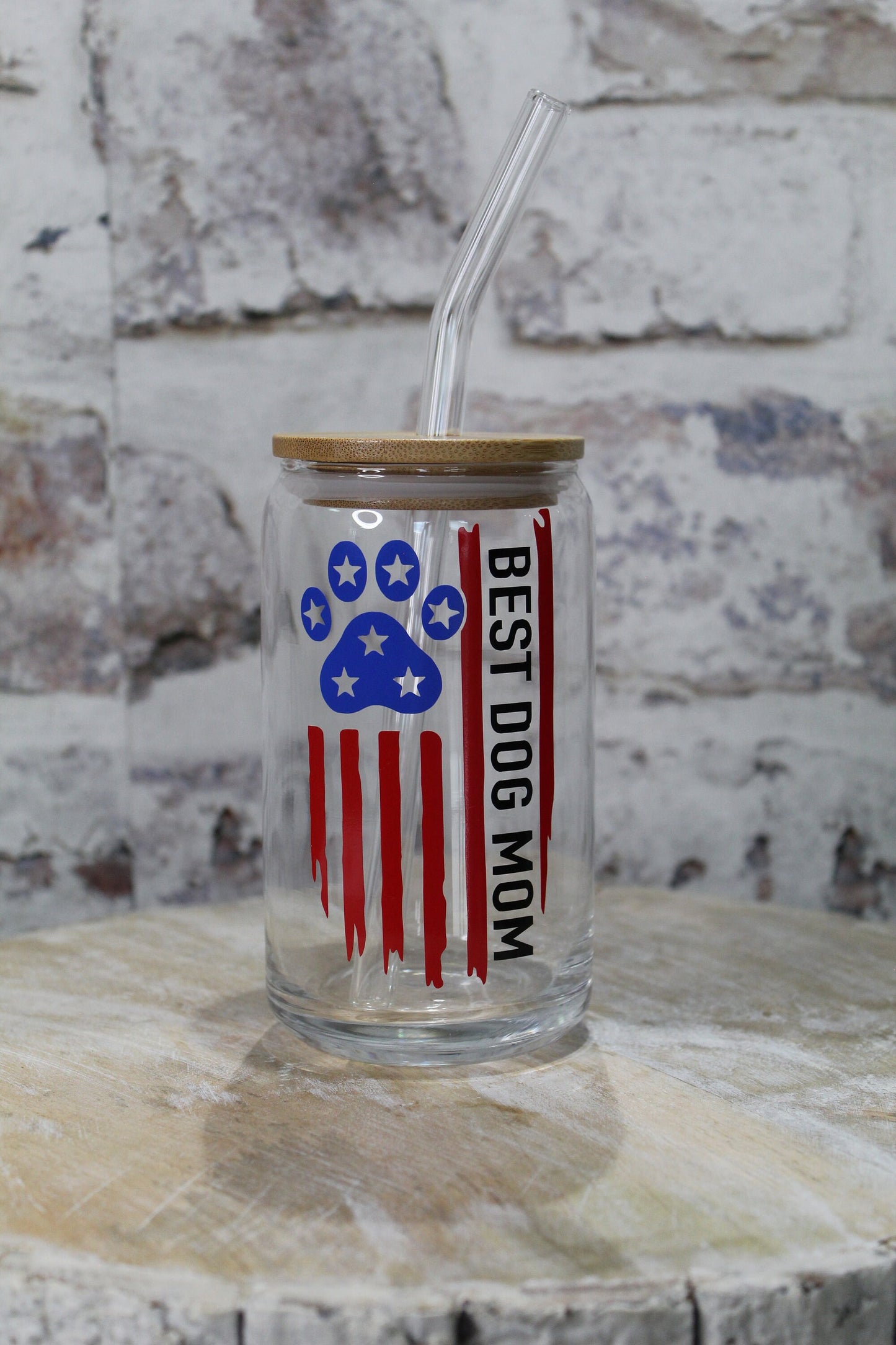 Best Dog Mom Beer Can Glass