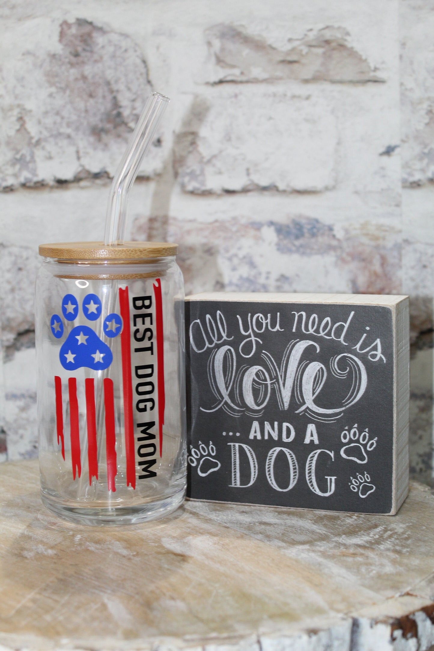 Best Dog Mom Beer Can Glass