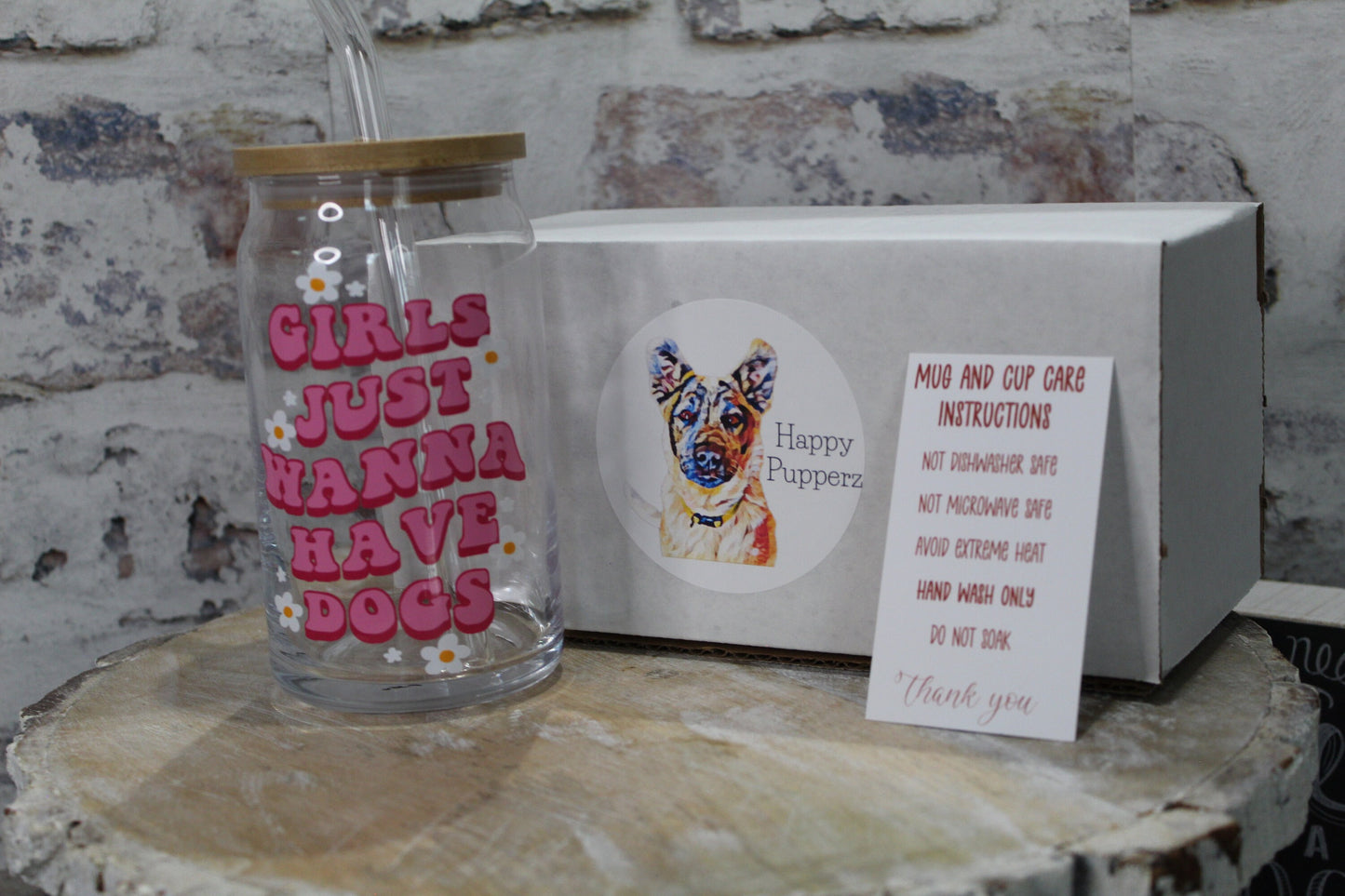 Girls Just Wanna Have Dogs Beer Can Glass