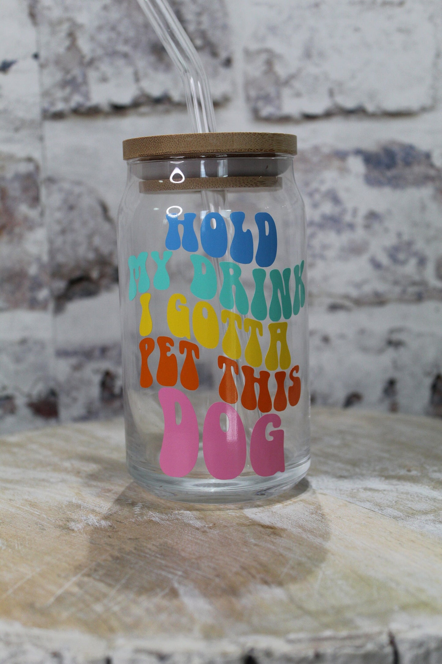 Hold My Drink I Gotta Pet This Dog Beer Can Glass