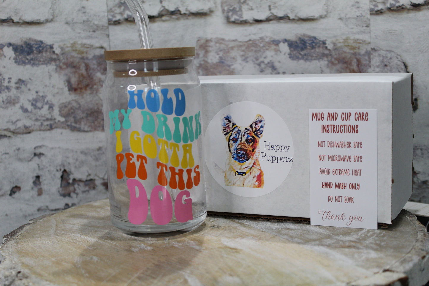 Hold My Drink I Gotta Pet This Dog Beer Can Glass