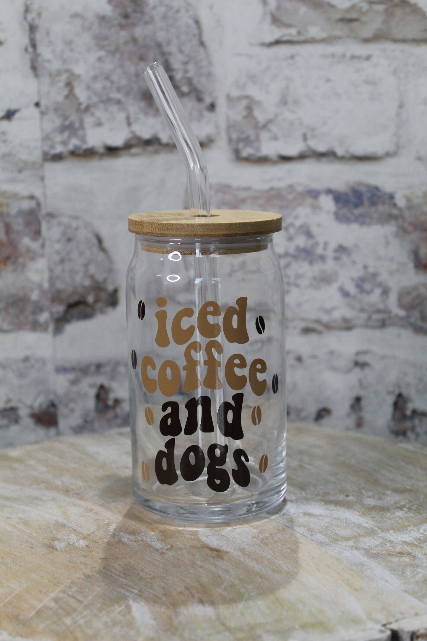 Iced Coffee And Dogs Beer Can Glass