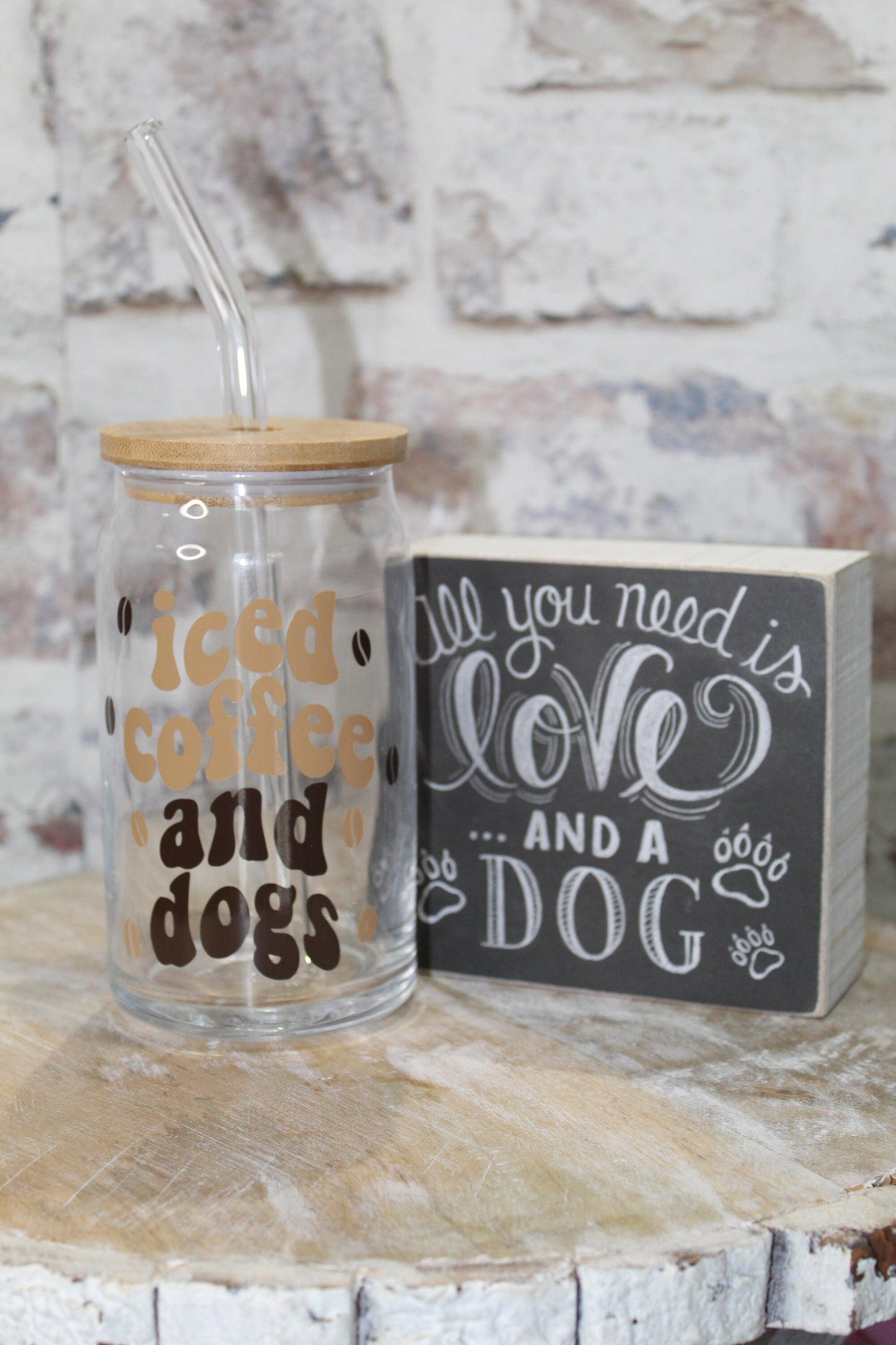Iced Coffee And Dogs Beer Can Glass
