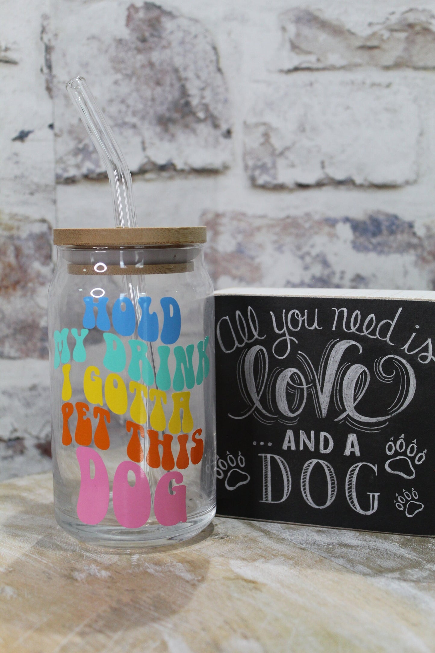 Hold My Drink I Gotta Pet This Dog Beer Can Glass