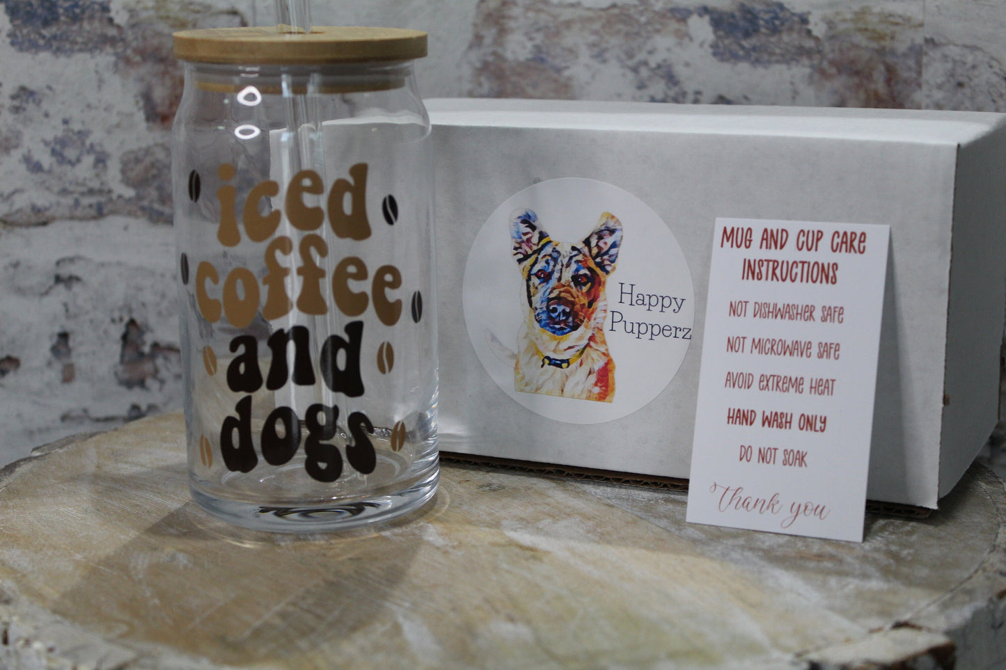Iced Coffee And Dogs Beer Can Glass
