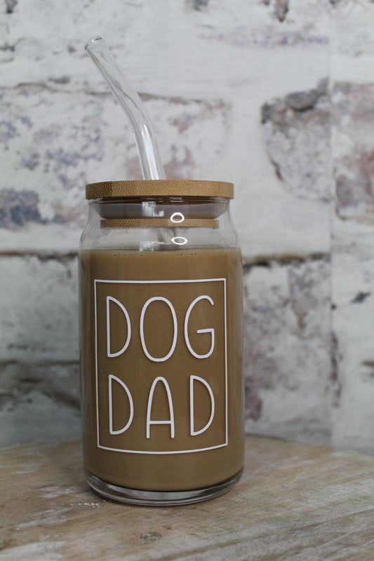 Dog dad beer can glass