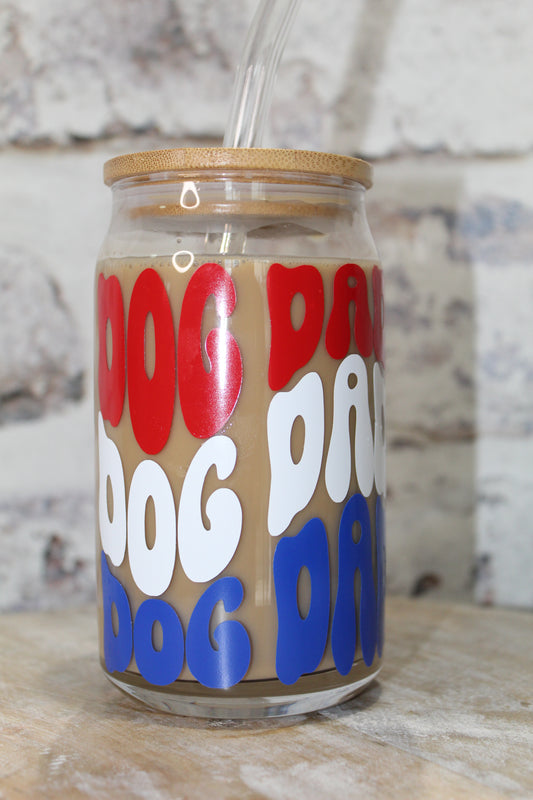 Dog dad beer can glass