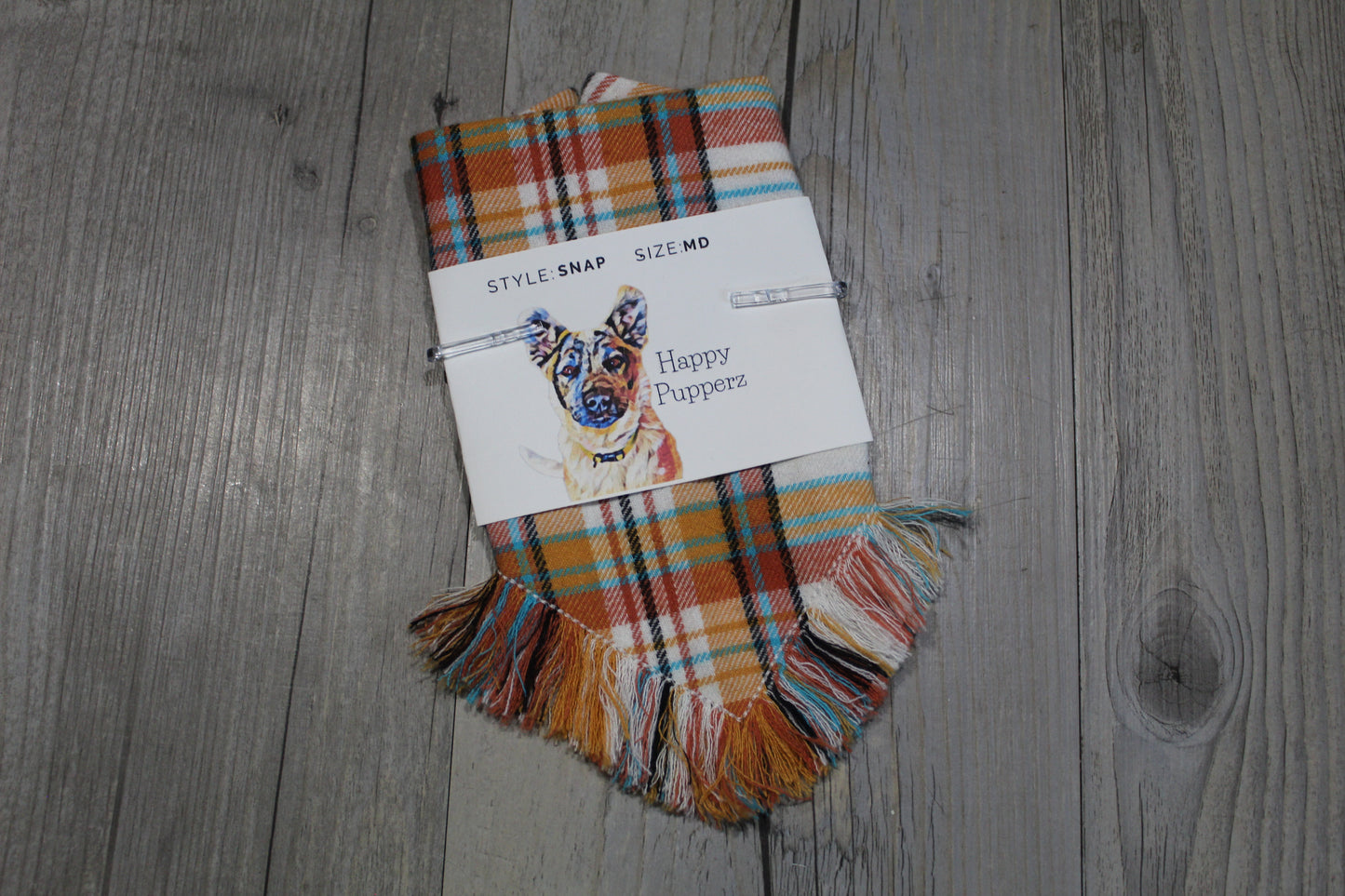 Orange and white plaid flannel bandana