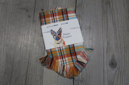 Orange and white plaid flannel bandana