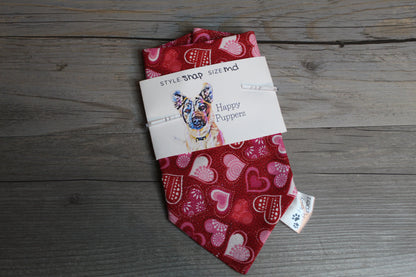 Hearts with glitter Valentines Day bandana