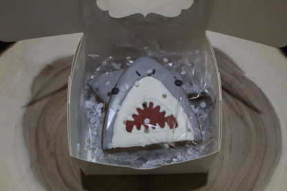 Decorated shark treats