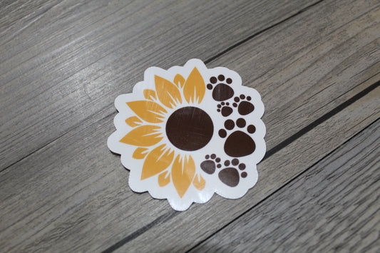 Sunflower paw print sticker