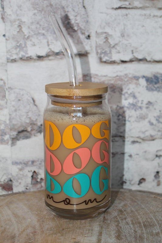 Dog Mom Beer Can Glass