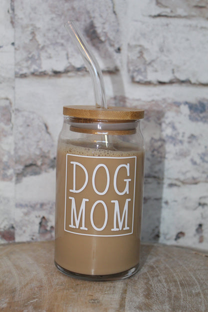 Dog Mom Beer Can Glass