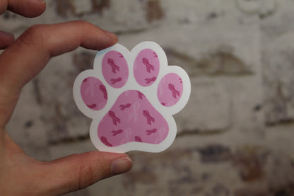 Breast cancer paw print sticker