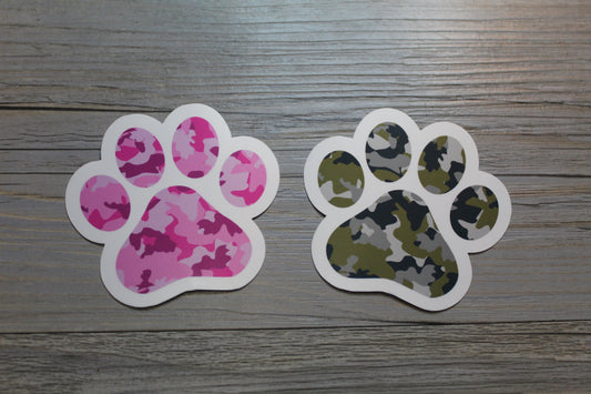 Camo Paw Print Sticker