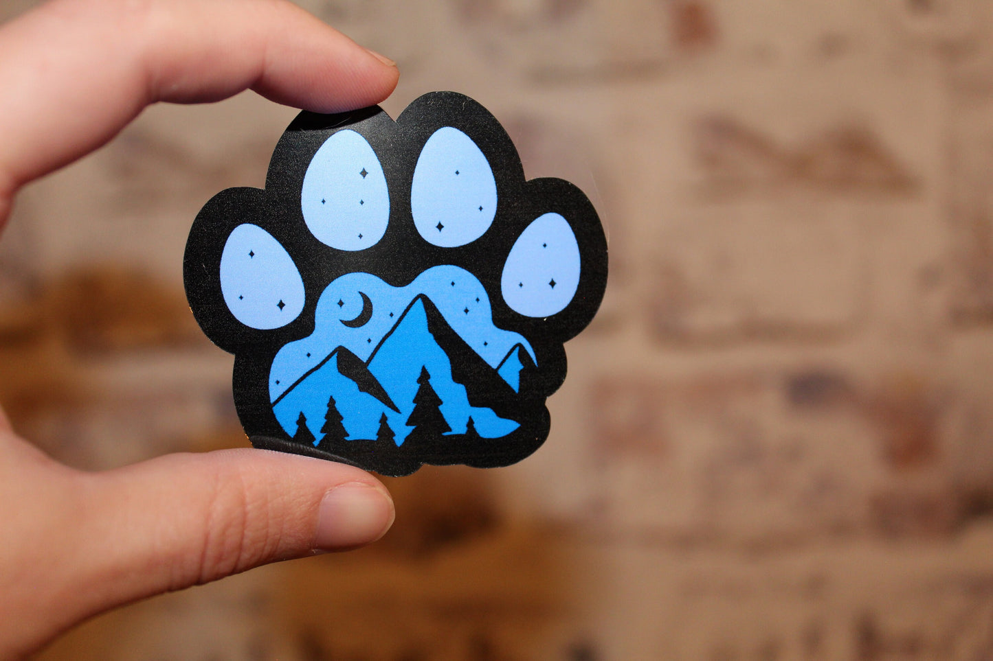 Midnight Mountain Dog Paw Sticker