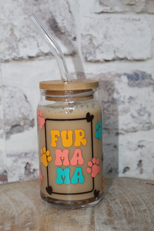 Fur Mama Beer Can Glass