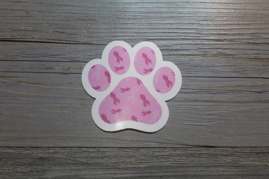Breast cancer paw print sticker