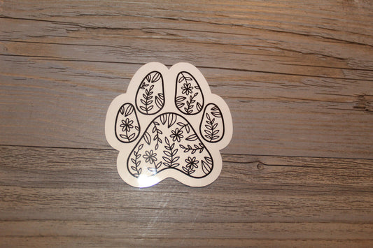 Floral Dog Paw Sticker