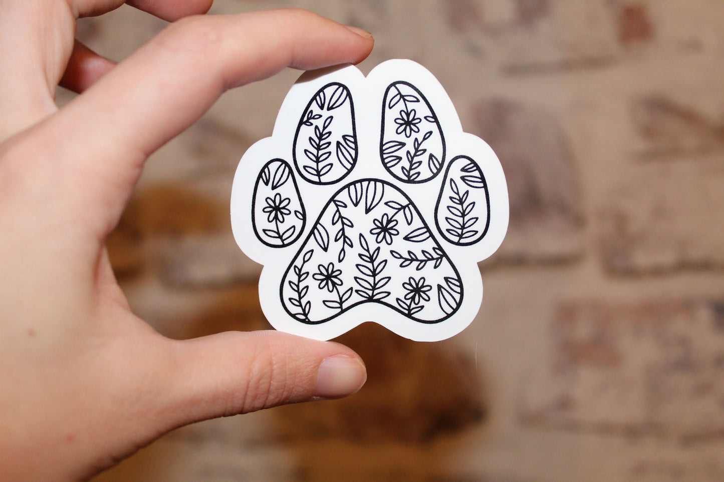 Floral Dog Paw Sticker