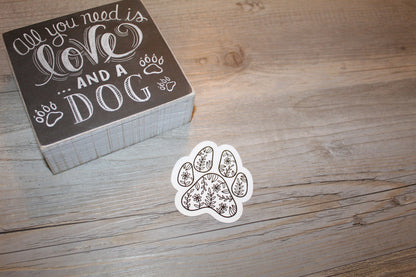 Floral Dog Paw Sticker