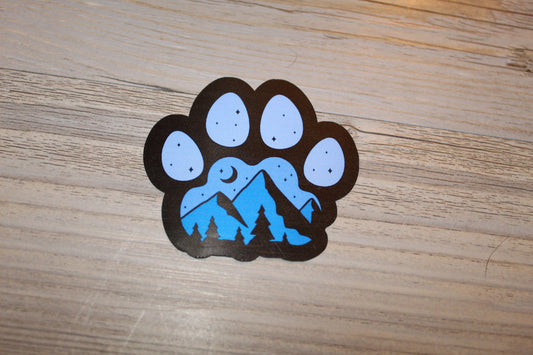Midnight Mountain Dog Paw Sticker