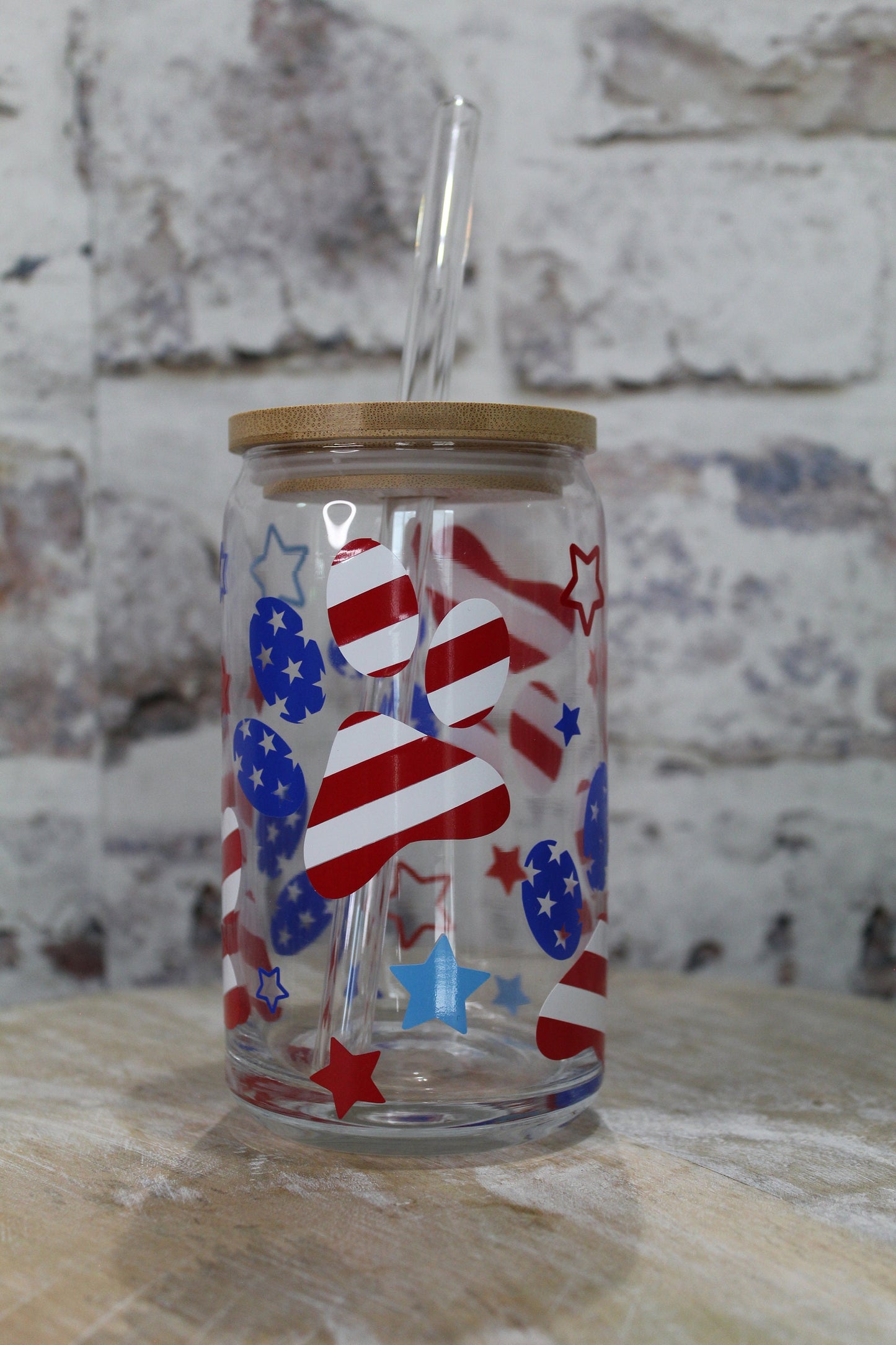 Patriotic Beer Can Glass