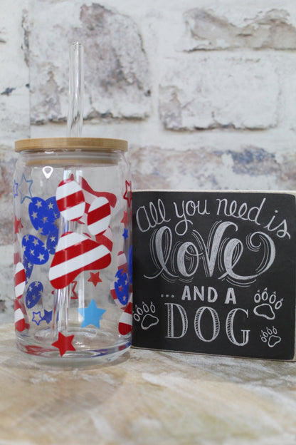 Patriotic Beer Can Glass