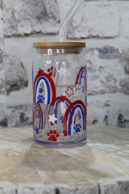 Patriotic Dog Beer Can Glass