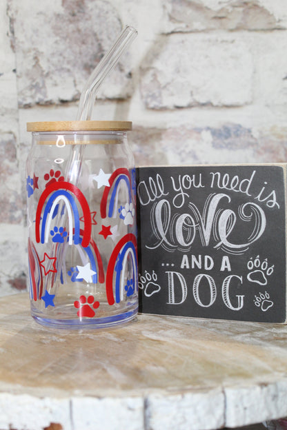 Patriotic Dog Beer Can Glass