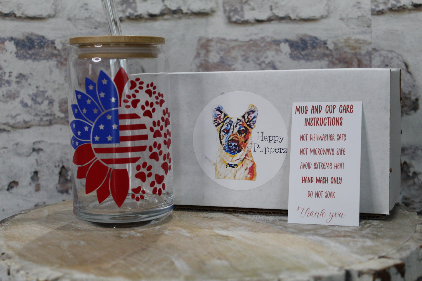 Patriotic Sunflower Beer Can Glass