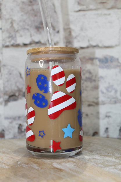 Patriotic Beer Can Glass