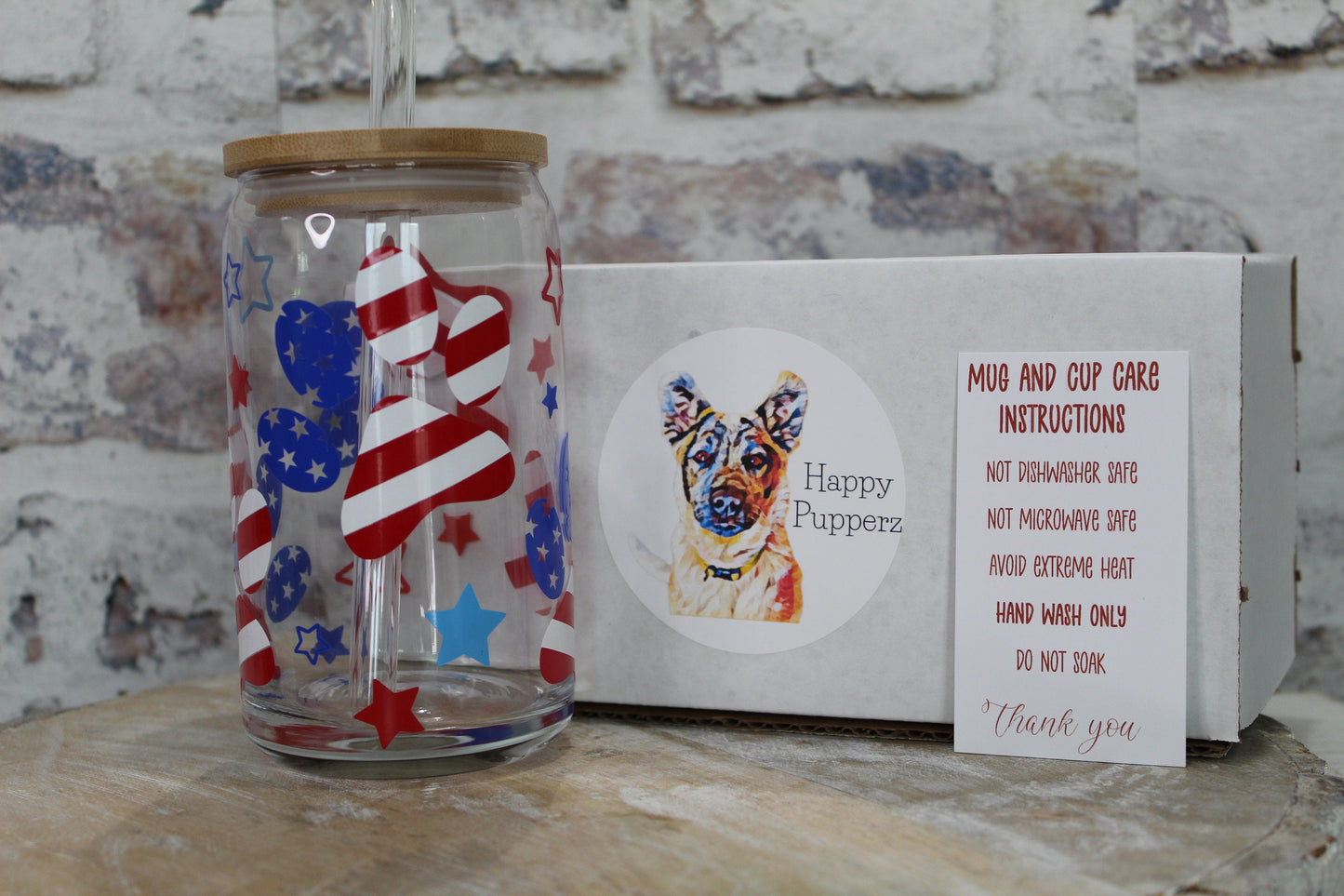 Patriotic Beer Can Glass