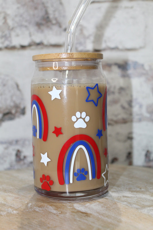 Patriotic Dog Beer Can Glass