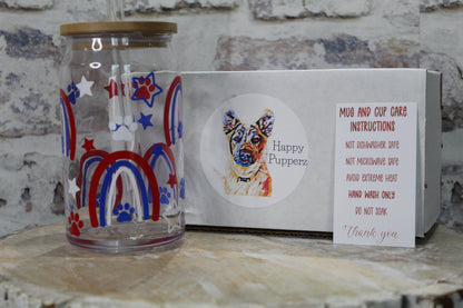 Patriotic Dog Beer Can Glass