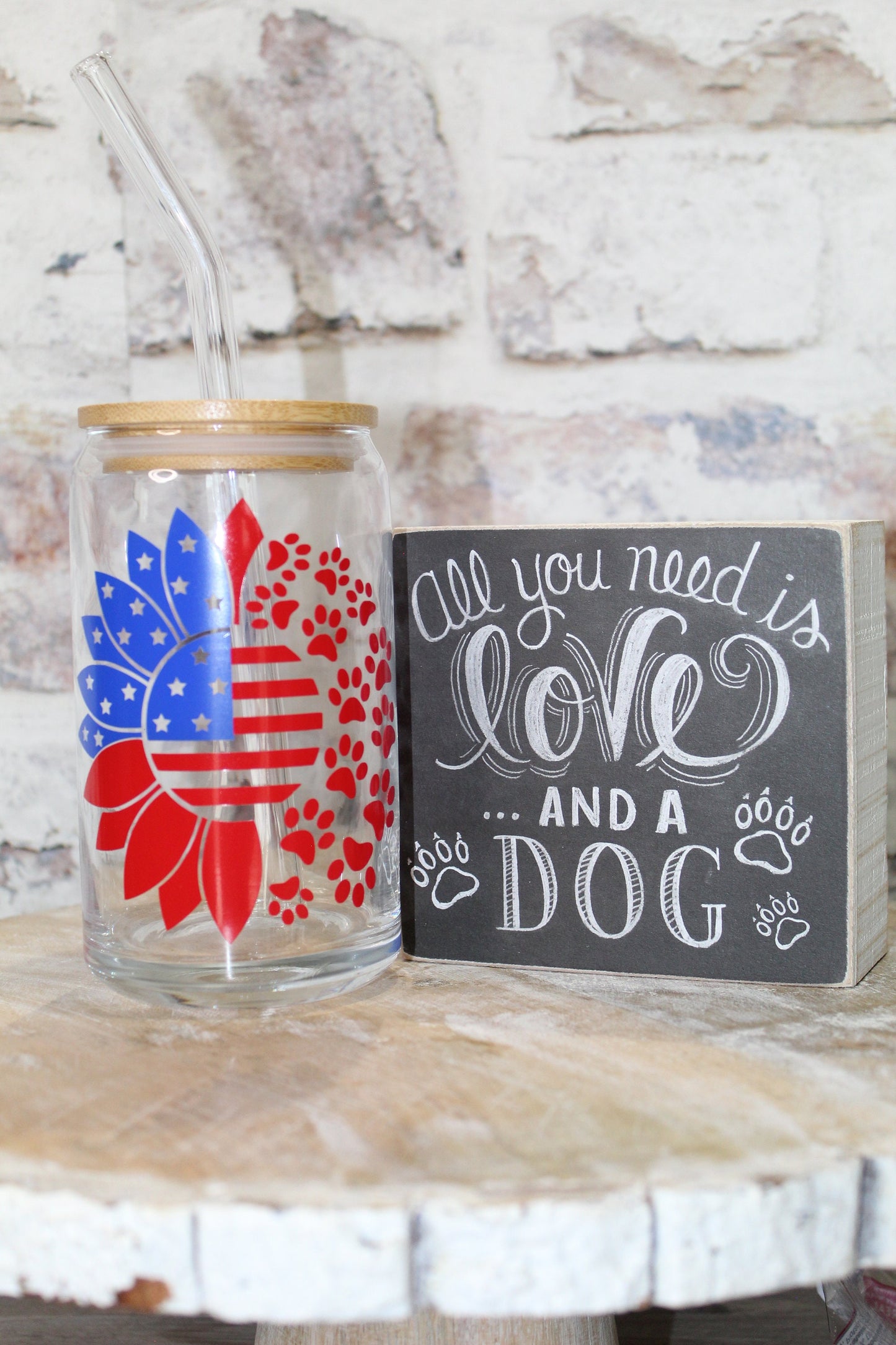 Patriotic Sunflower Beer Can Glass