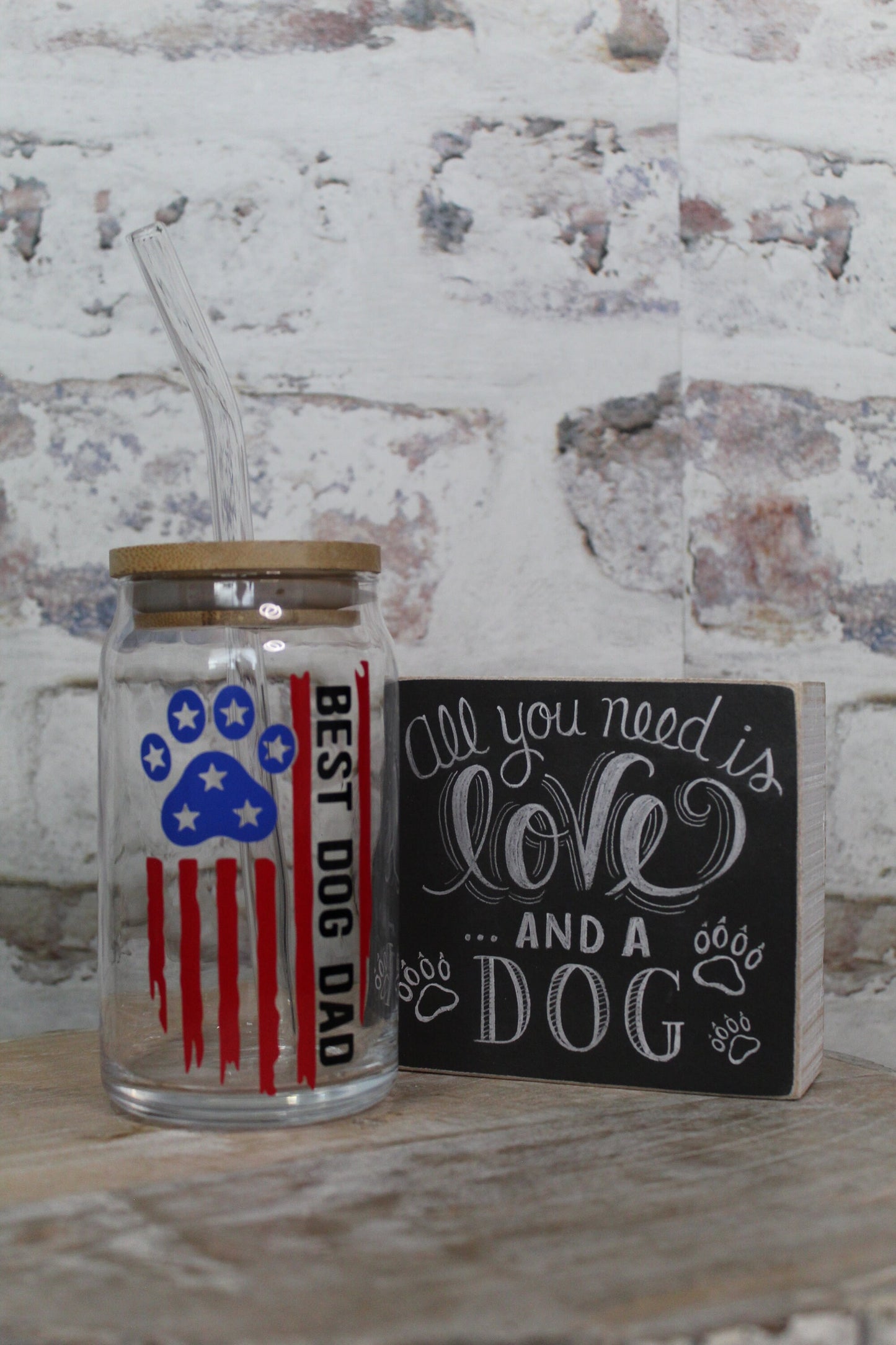 Best Dog Dad Beer Can Glass