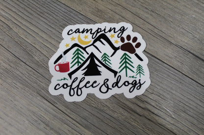 Camping Coffee And Dogs Sticker