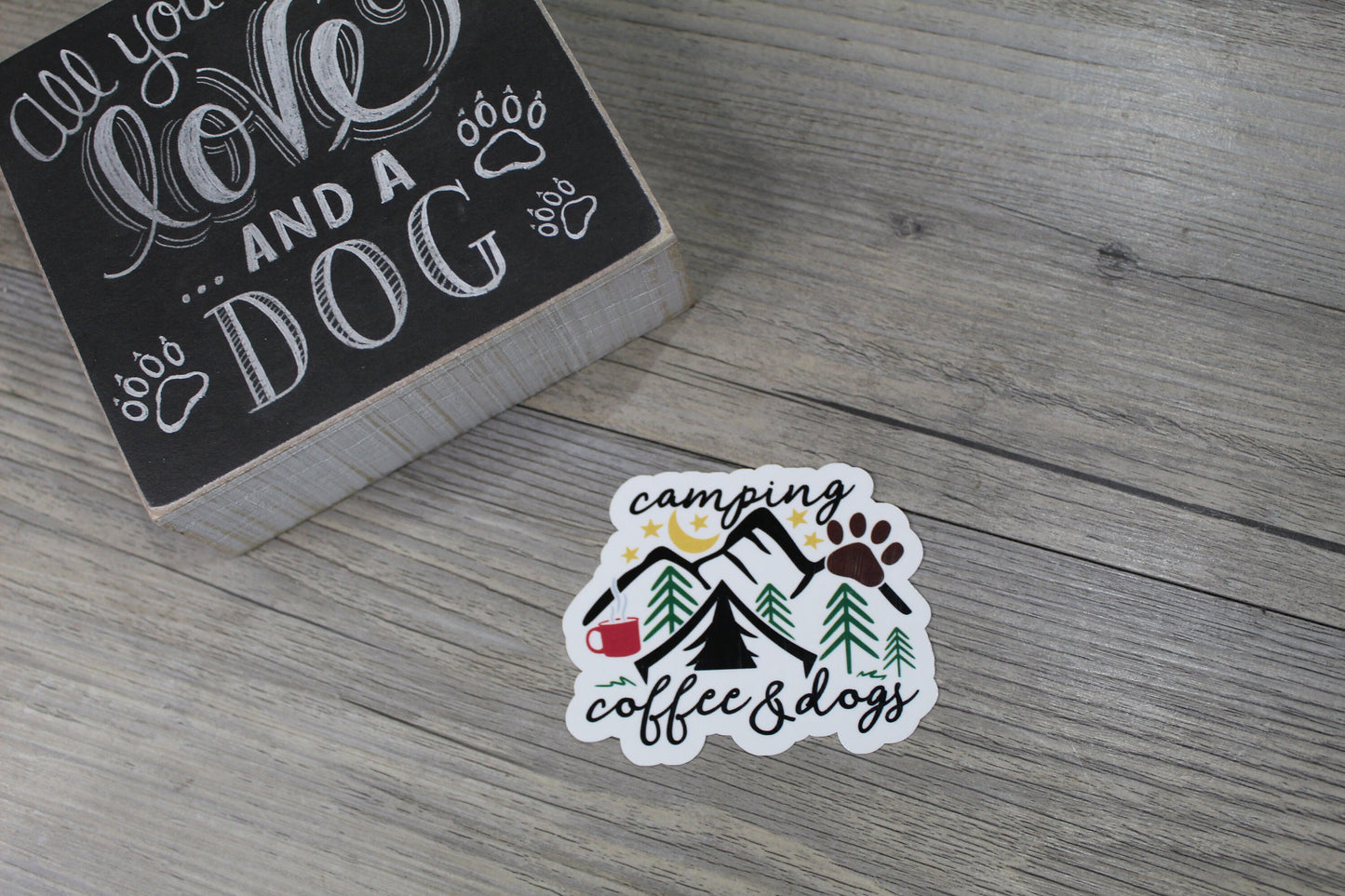 Camping Coffee And Dogs Sticker